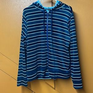 NYC Alliance Womens Velvet Soft Jacket Emerald and Navy Striped